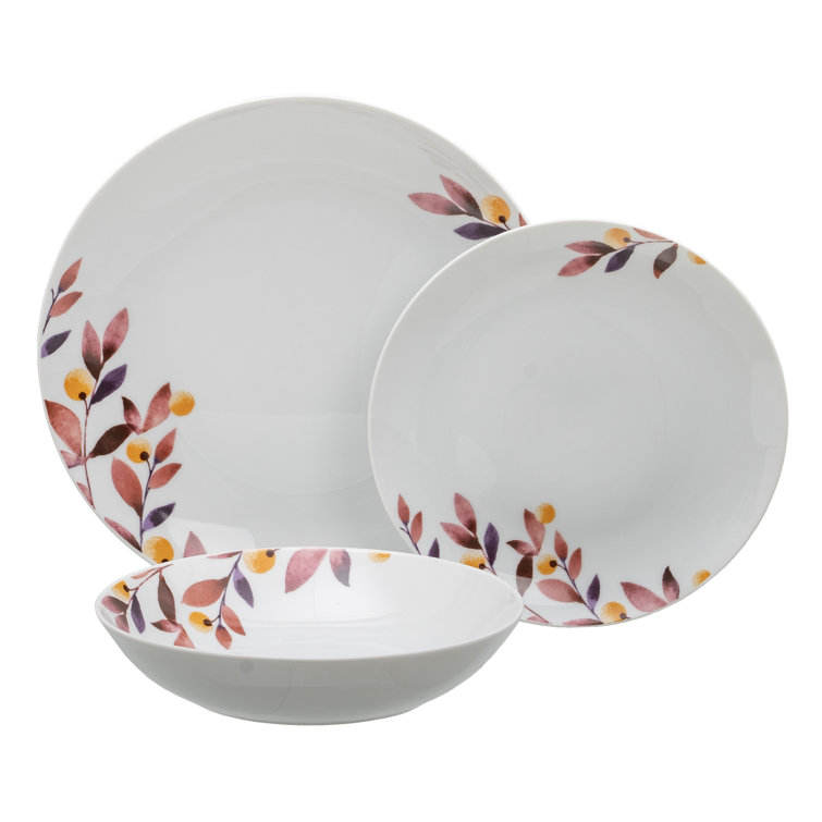 ClassicLiving Gelnett 18 Piece Porcelain China Dinnerware Set Service for 6 Wayfair